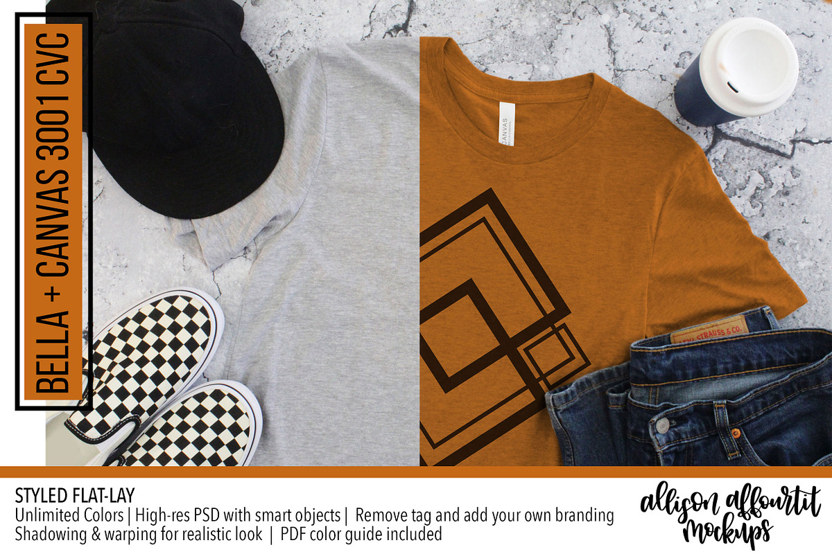 Unlimited Colors Mens 3001CVC Mockup, a Product Mockup by Allison Affourtit Mocks (Photo 1 of 4)