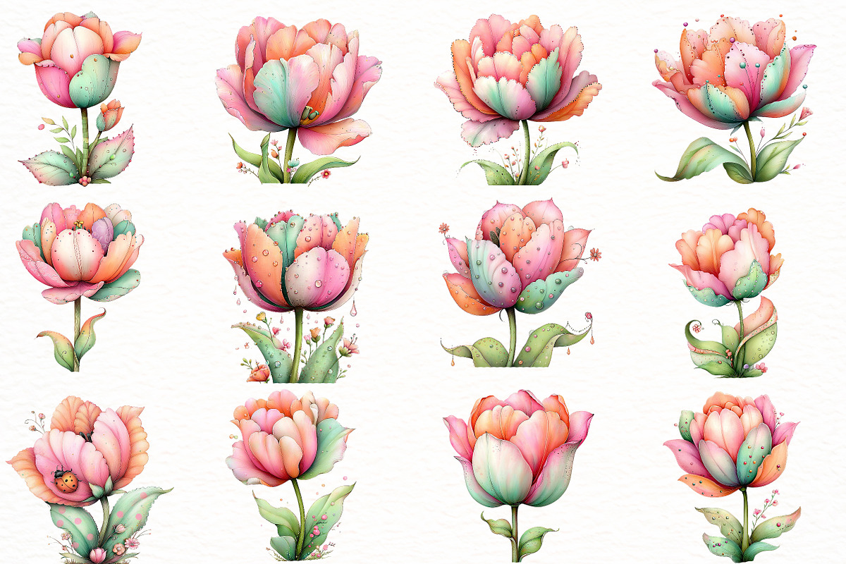 Whimsical Tulip Clipart, an Illustration by Designworld (Photo 2 of 7)