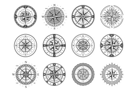 Old compass, wind rose arrows