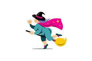 Witch on broomstick