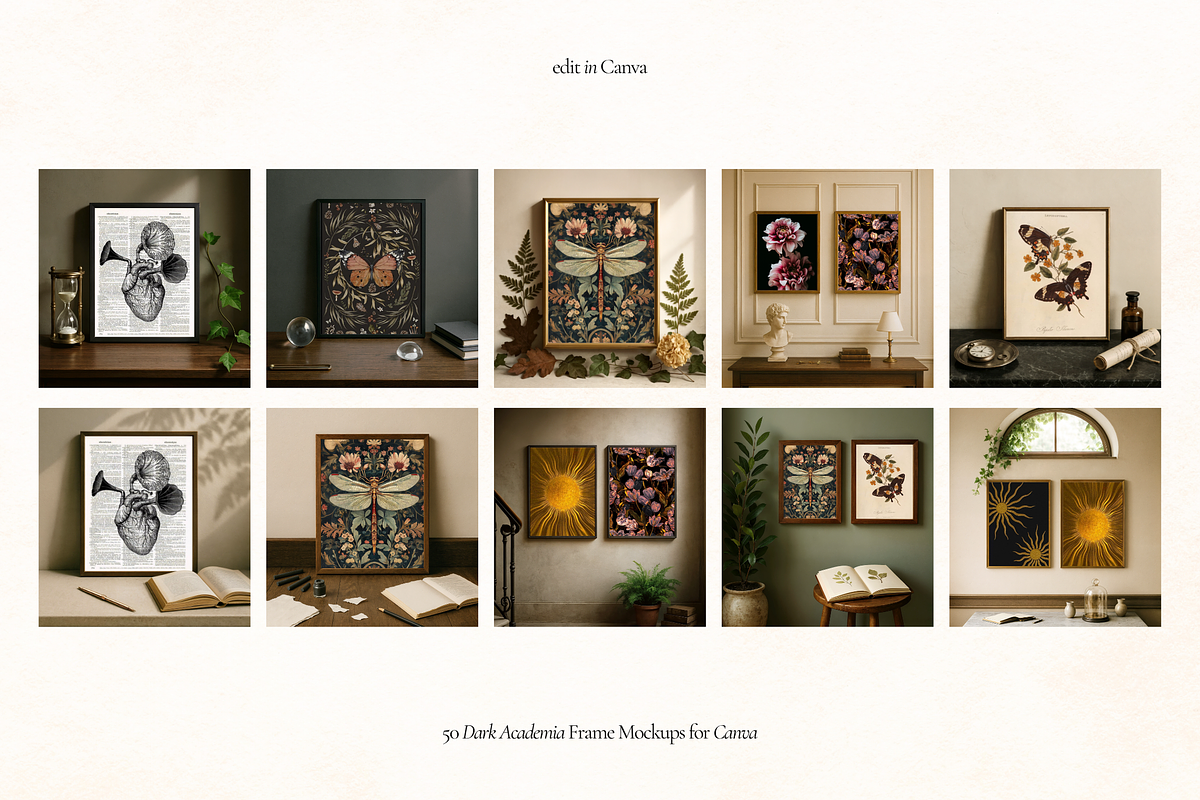 Dark Academia Frame Canva Mockups, a Household Mockup by Matisse Studio (Photo 9 of 10)