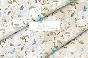 Butterfly And Magnolias Pattern