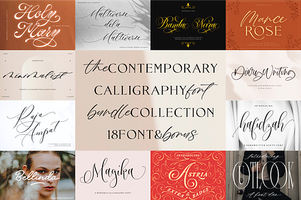 Contemporary Calligraphy Font Bundle, a Script Font by RedyStudio