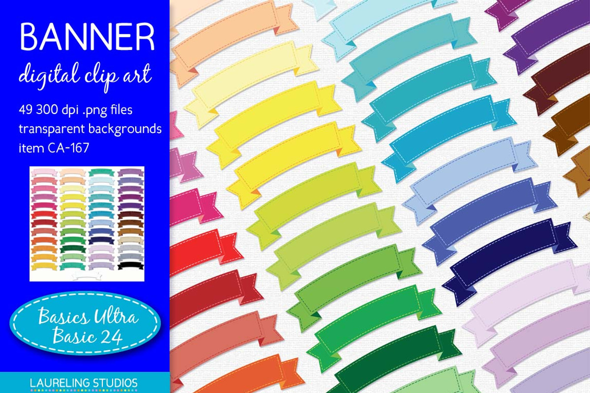 Stitched Digital Banner Clip Art, an Illustration by Laureling Studios