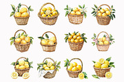 Watercolor Lemons Basket Clipart, an Illustration by Design Market (Thumbnail 4 of 4)