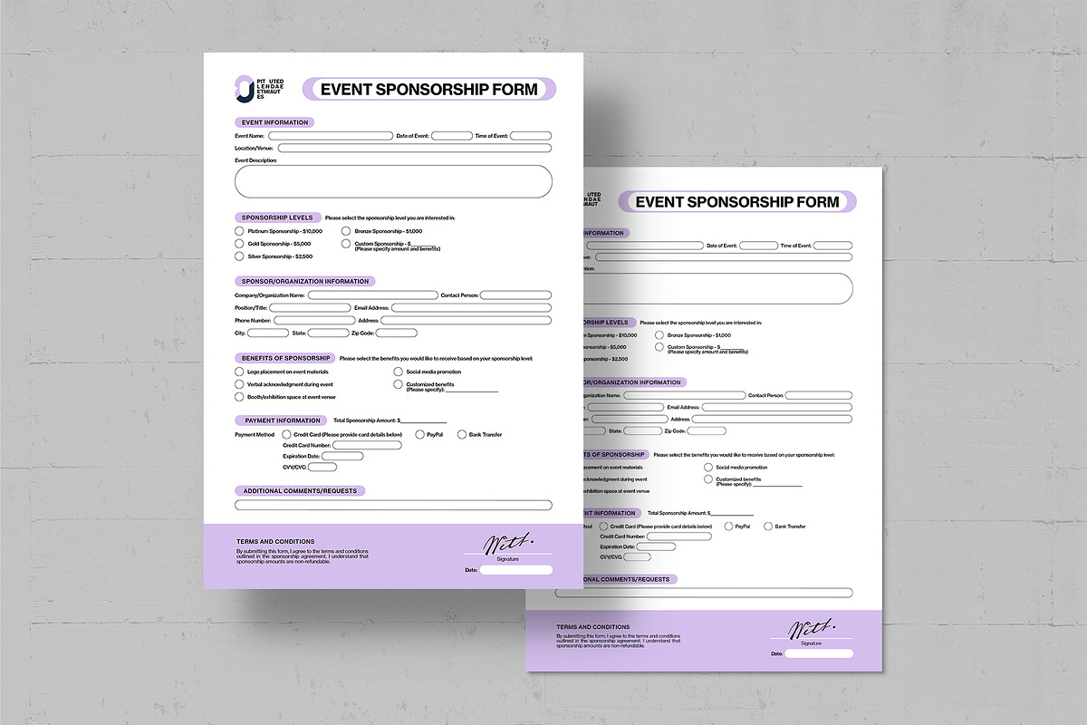 Event Sponsorship Form Template, a Stationery Template by BrandPacks (Photo 2 of 4)