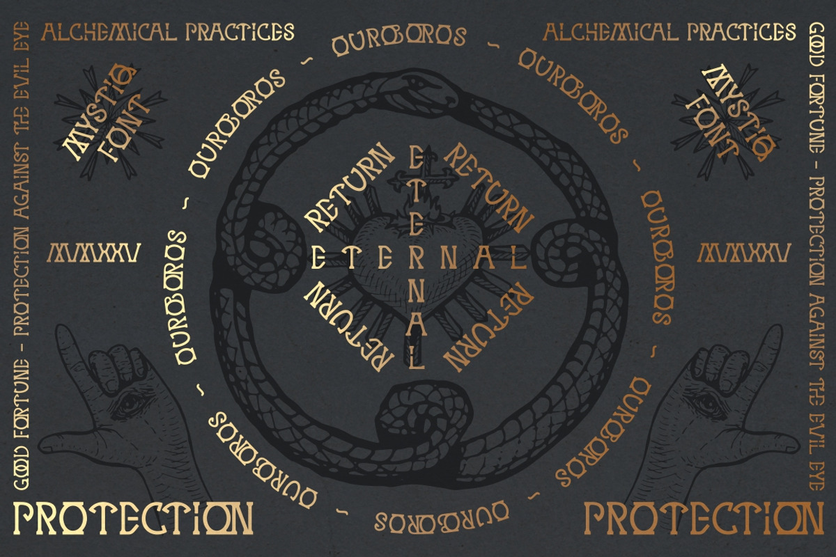 MYSTIQ mysterious display font, a Serif Font by Fat Hamster (Photo 3 of 16)