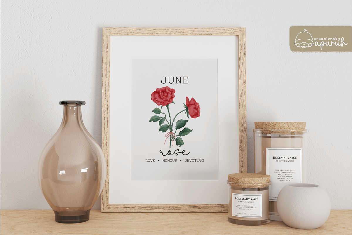 Flower Birth Month with Text Meaning, a Decorative Illustration by creationsbyapuruh (Photo 3 of 10)