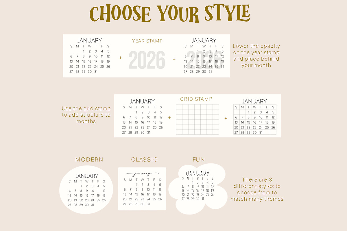 2026 Procreate Calendar Brush Set, a Brush Add-On by Sometimes Crafter Studio (Photo 3 of 6)
