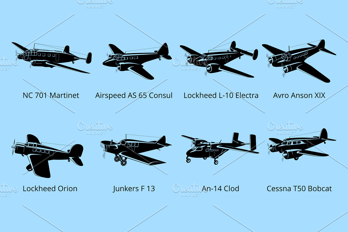 Light Passenger Planes Silhouettes, a Transportation Illustration by Yurals Art (Photo 2 of 5)