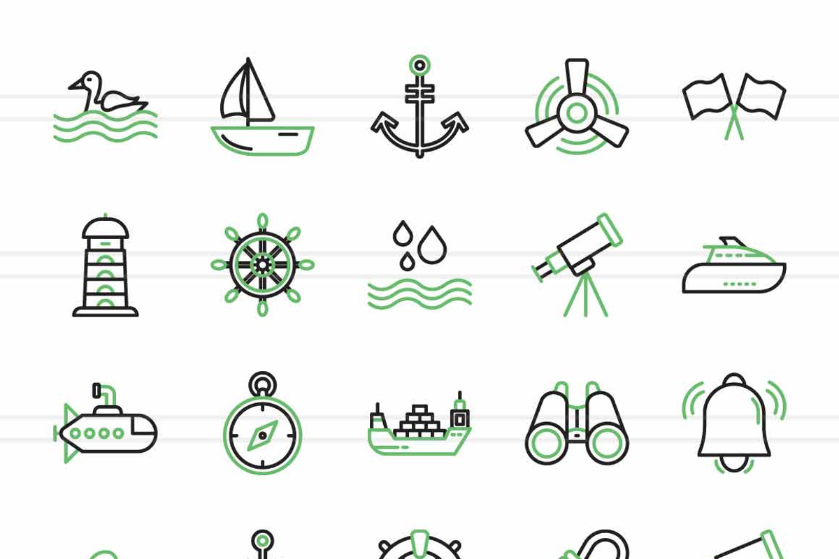 50 Sea Green & Black Icons, an Icon by IconBunny (Photo 2 of 2)
