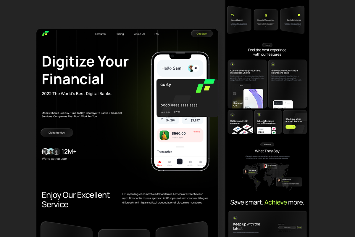 Carty - Digital Finance App Website, a Landing Page Template by Hammad Arif (Photo 2 of 2)