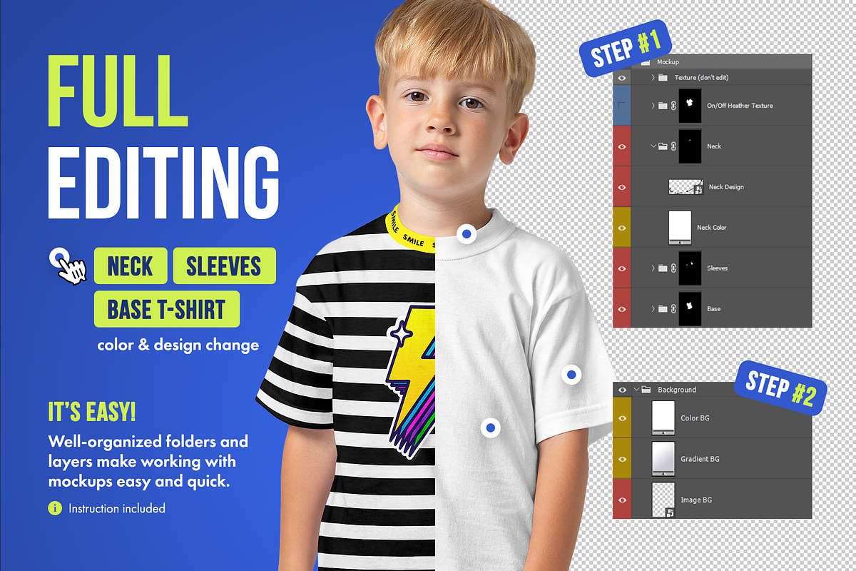Realistic Kids Boy T-Shirt Mockups, a Shirt Mockup by Hi, Mock-Up! (Photo 2 of 12)