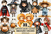 Vintage Halloween Children Clipart, a Seasonal Illustration by Rose Art (Thumbnail 1 of 5)