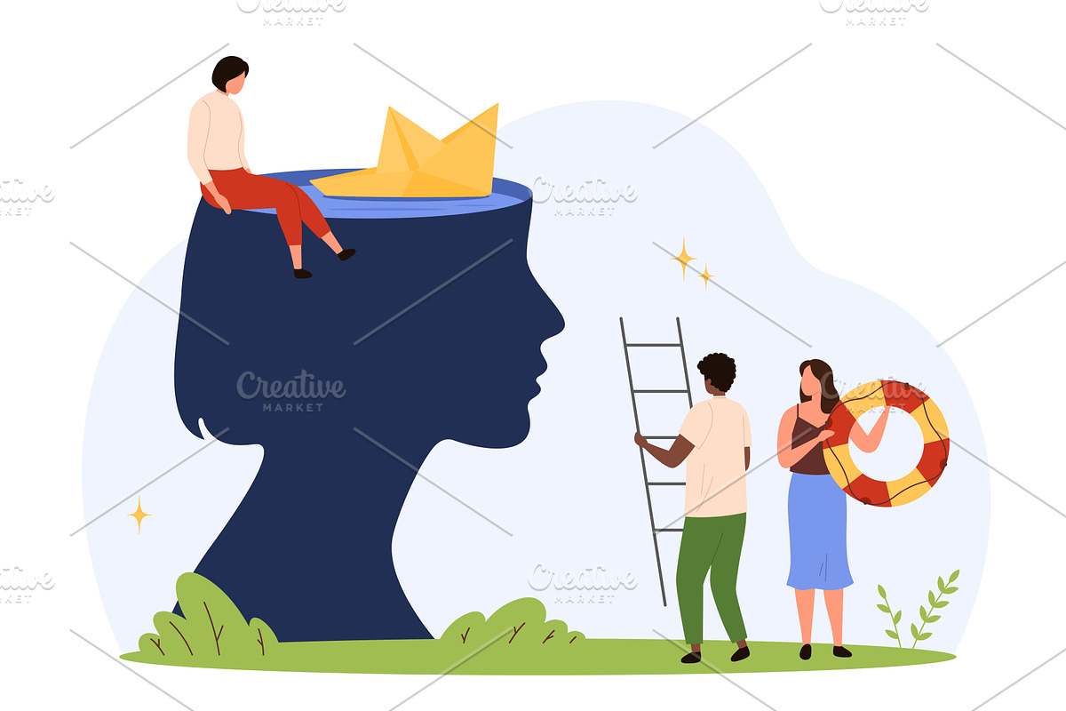 Supporting Mental Health care, an Education Illustration by Flashvector