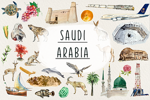 Watercolor Saudi Arabia Clip Arts, an Animal Illustration by Tati Bordiu