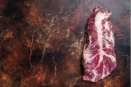 Raw hanging tender or onglet beef