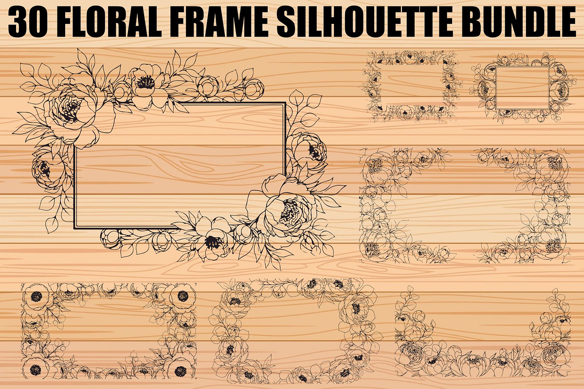 Floral Frame SVG Bundle, an Illustration by Gaye Art (Photo 1 of 31)
