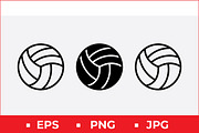 Volleyball Icon Set, a Solid Icon by Artonix (Thumbnail 1 of 2)