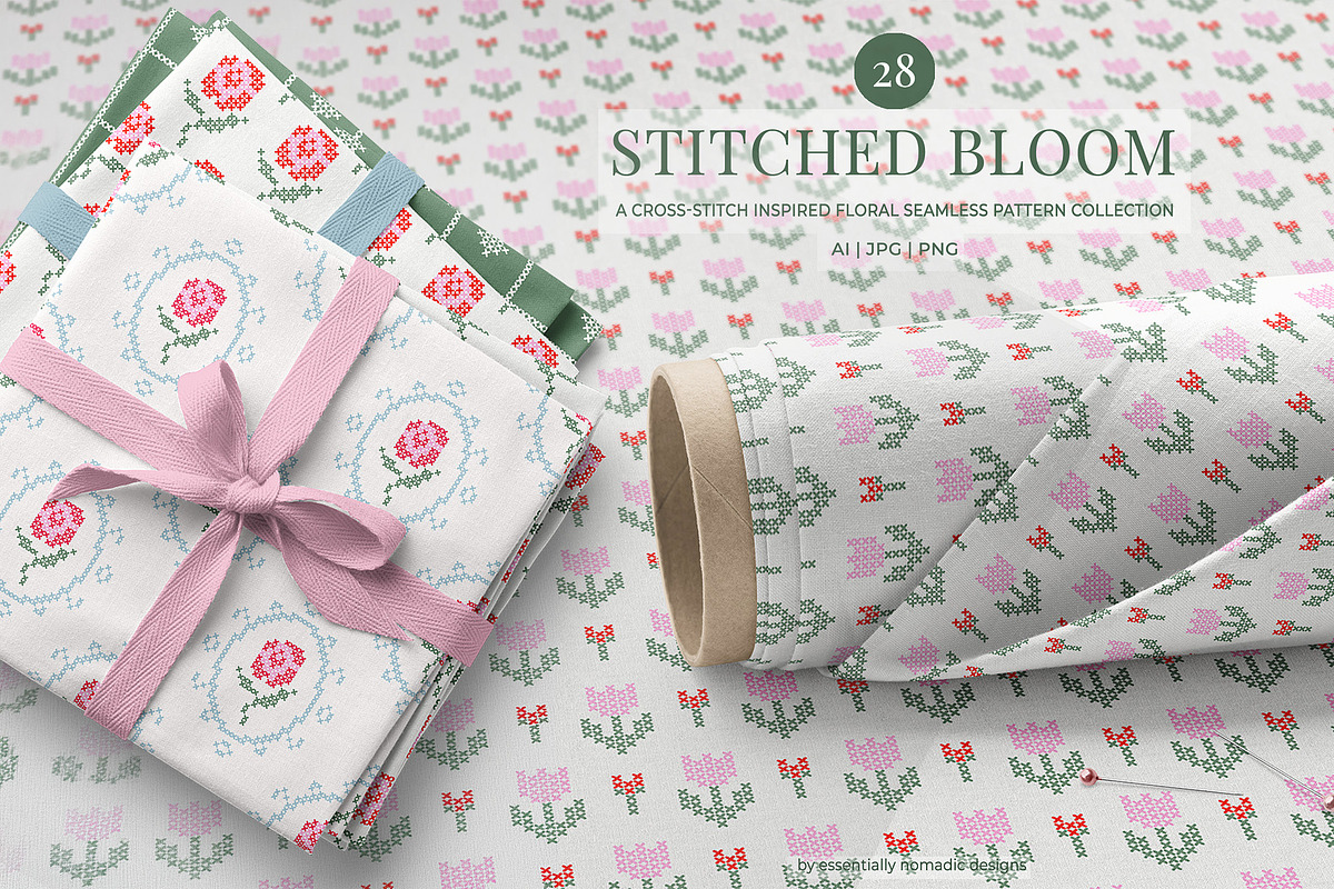 Cross-Stitch Florals: Spring Pattern, a Pattern Graphic by Essentially Nomadic (Photo 1 of 12)