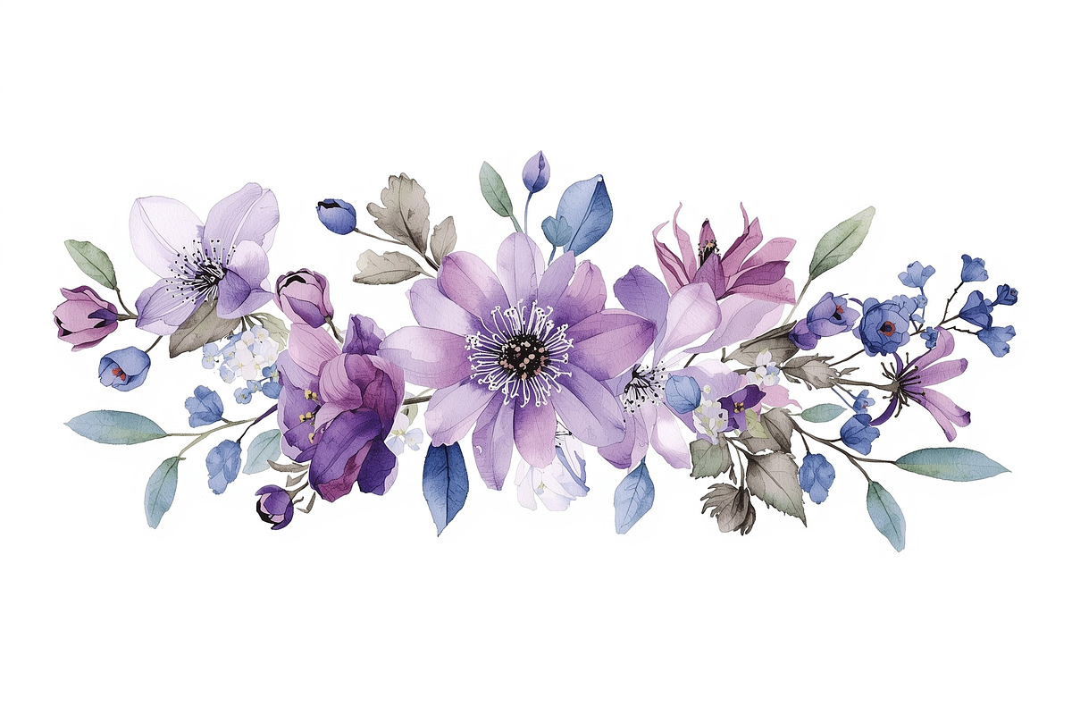 Elegant Purple Floral Set, an Illustration by balal (Photo 11 of 11)