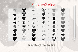 45 Procreate Valentine Heart Stamps