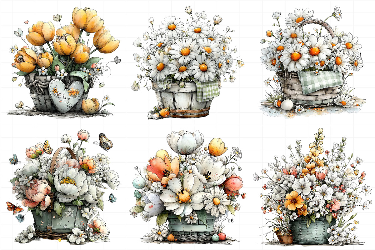 Spring Flower Basket Clipart, an Illustration by Daily.Designs (Photo 8 of 8)