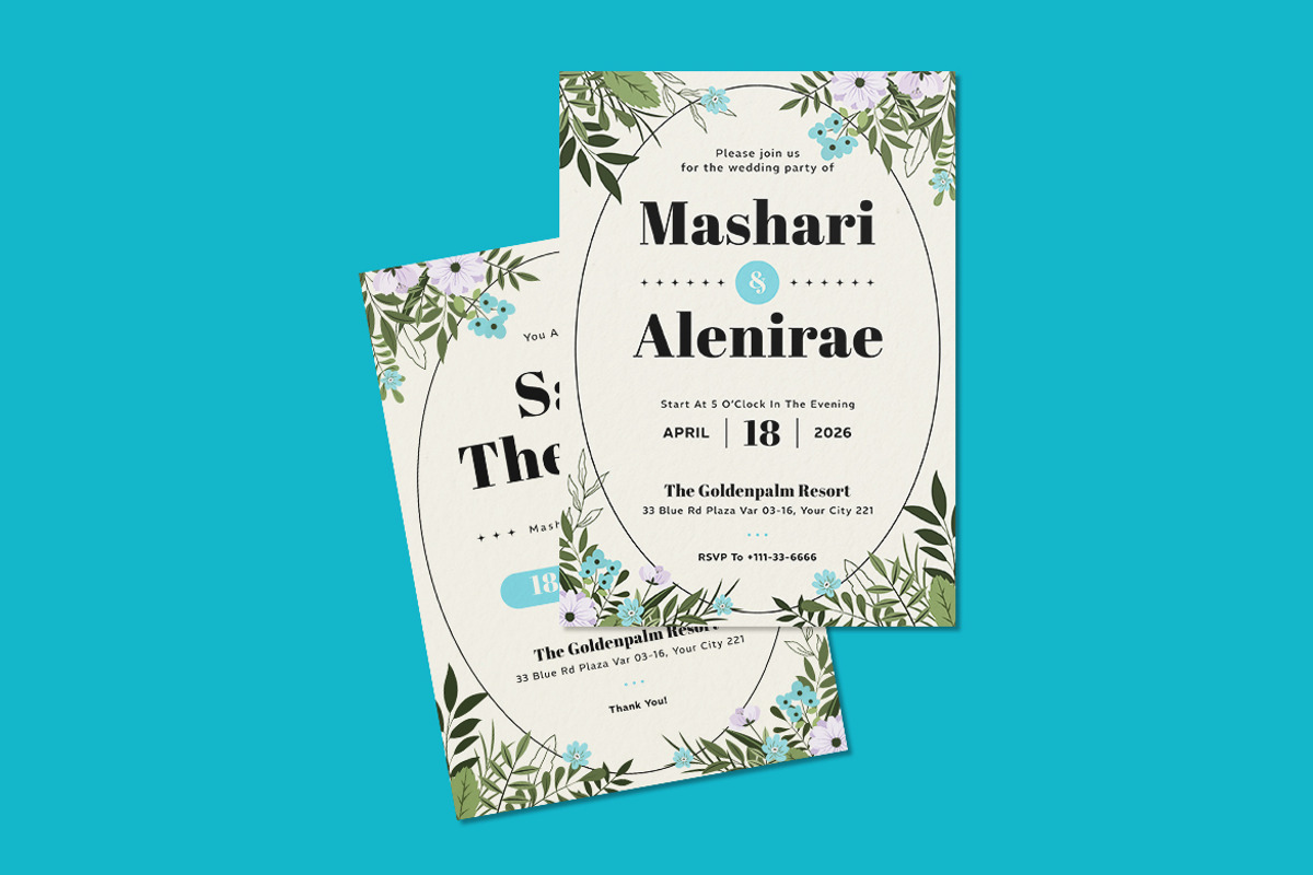 Abrel Floral Wedding Invitation, an Invitation Template by iDoodle Studio (Photo 4 of 4)