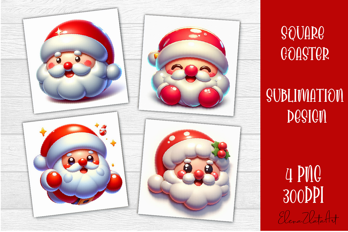 3D Christmas Coaster Sublimation, an Animal Illustration by ElenazlataArt (Photo 7 of 9)