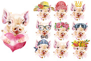 Watercolor pigs, an Animal Illustration by Watercolor fantasy (Thumbnail 4 of 10)