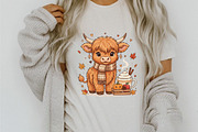 Fall Highland Cow Ghost Halloween, an Illustration by designcity5 (Thumbnail 2 of 8)