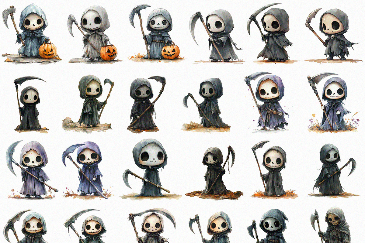 Watercolor Grim Reaper Collection, an Object Graphic by DesignBTF (Photo 2 of 5)
