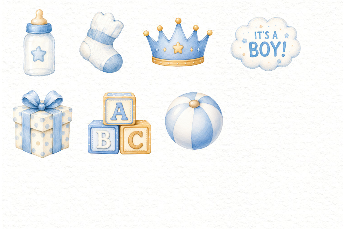 Baby Shower Boy Clipart, an Animal Illustration by Villa 11 Estudio (Photo 5 of 11)