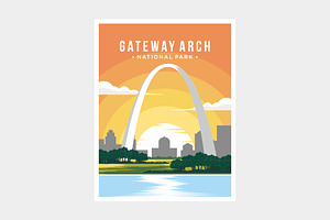 Gateway arch National Park poster, a Background Graphic by swarnstudio