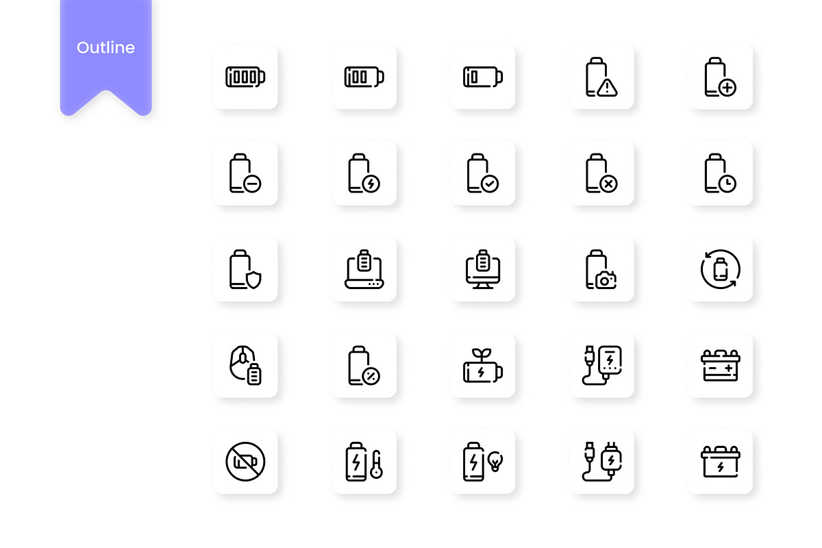 Battery Icons, a Duotone Icon by HacaStudio (Photo 2 of 3)