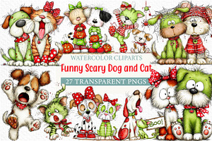 Funny Scary Dog and Cat Clipart Png, an Illustration by Craft Nest