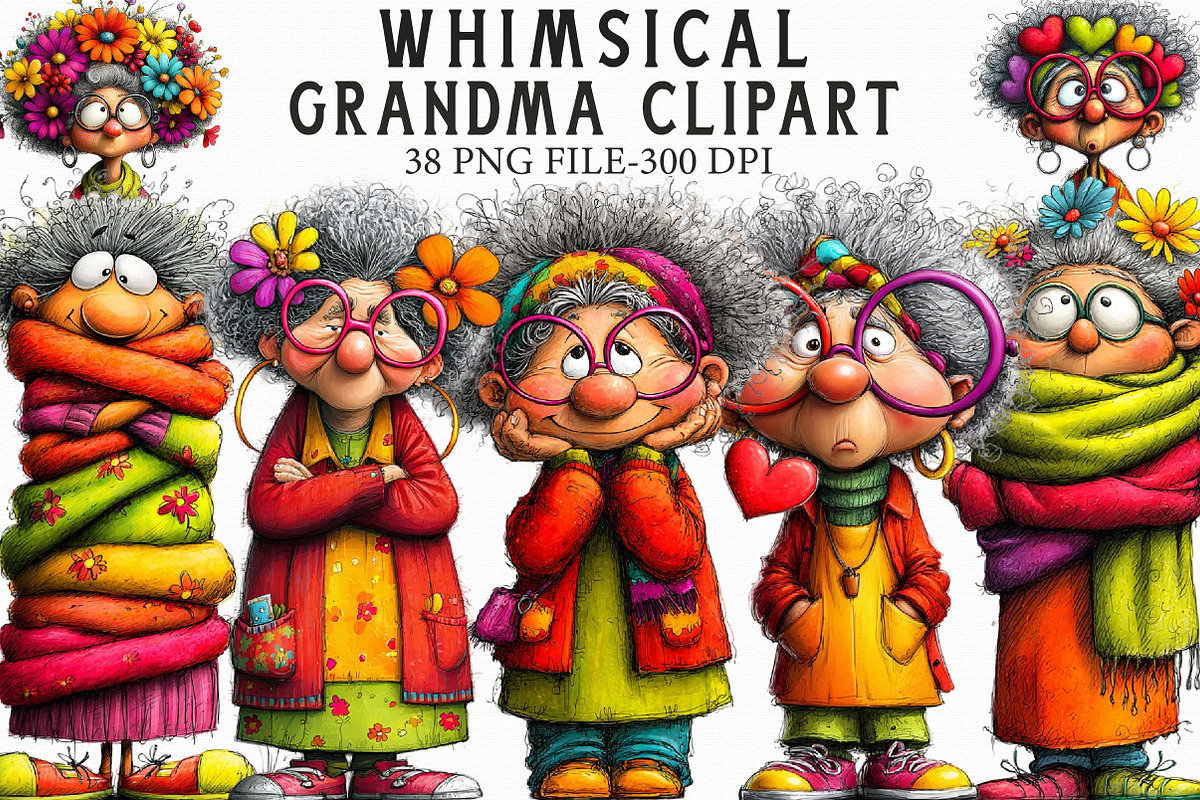 Whimsical Grandma Clipart, an Illustration by Libby Wishes (Photo 1 of 7)