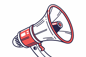 classic megaphone in red and white, an Object Illustration by SouravDesign