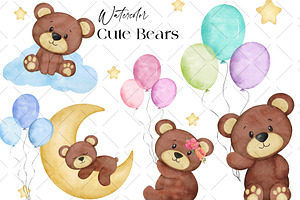 Cute Bear Watercolor Clipart