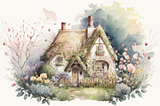 Spring Cottage Watercolor Collection, a Seasonal Illustration by OREJE (Thumbnail 2 of 17)
