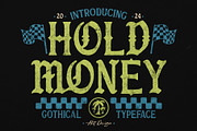 Hold Money Blackletter Typeface, a Blackletter Font by alit design (Thumbnail 1 of 15)
