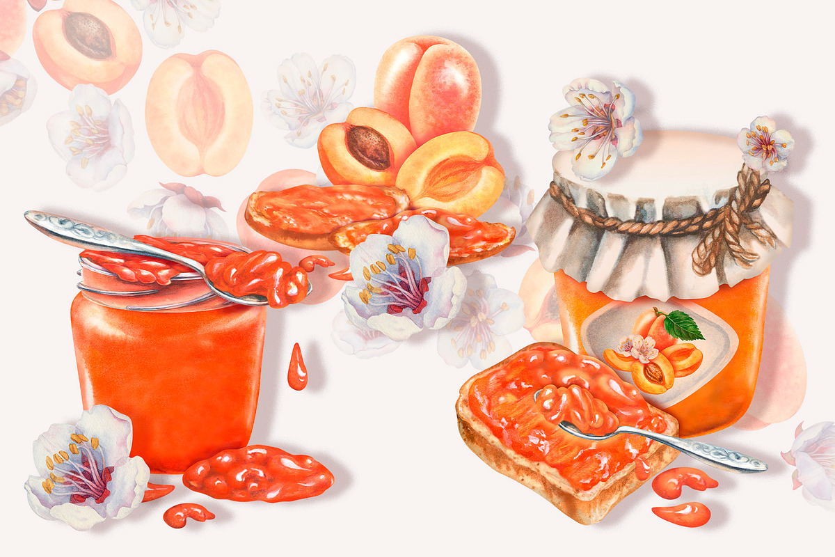 Apricot Jam & Juice, watercolor, a Food Illustration by EL_SUHOVA (Photo 4 of 14)