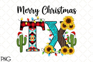 Merry Christmas Texas TX Sublimation, an Illustration by Black Bird Studio