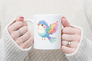 Watercolor Whimsical Birds Clipart, an Illustration by Watercolor design (Thumbnail 8 of 11)