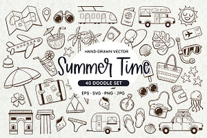 Doodle Summer Clipart Set, an Icon by insemar
