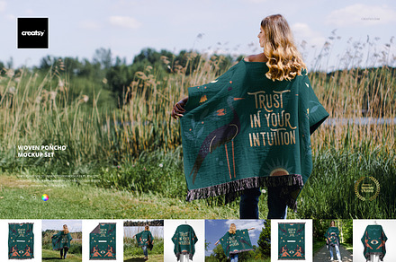 Woven Poncho Mockup Set, a Hoody Mockup by creatsy5