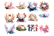 Watercolor Axolotl Clipart, a Decorative Illustration by stickermadness (Thumbnail 3 of 4)