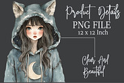 Whimsical Quirky Spooky Girl Clipart, an Illustration by Rose Art (Thumbnail 6 of 7)