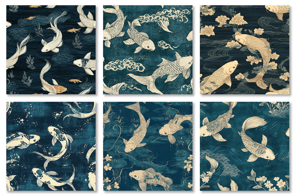 Petrol Koi Pond Japanese Texture, a Texture Graphic by Dream Creation (Photo 4 of 6)