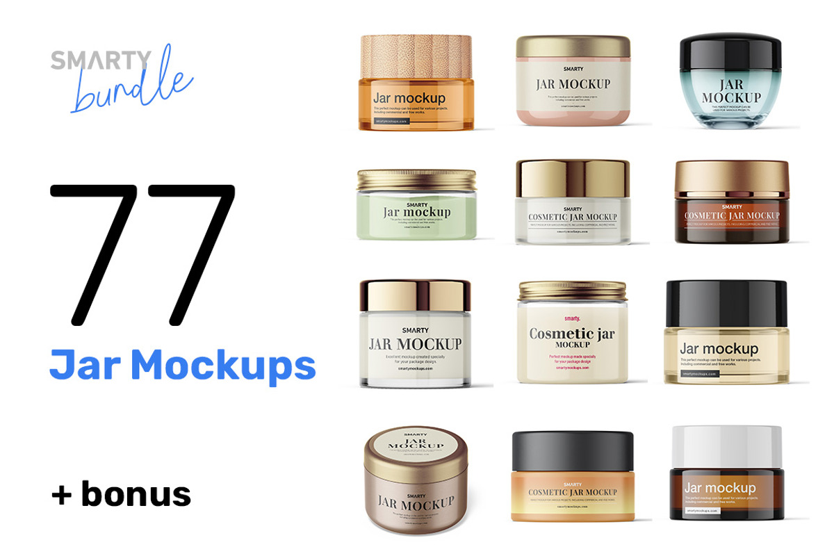 Cosmetic jar mockups bundle, a Packaging Mockup by Smarty Mockups (Photo 1 of 28)
